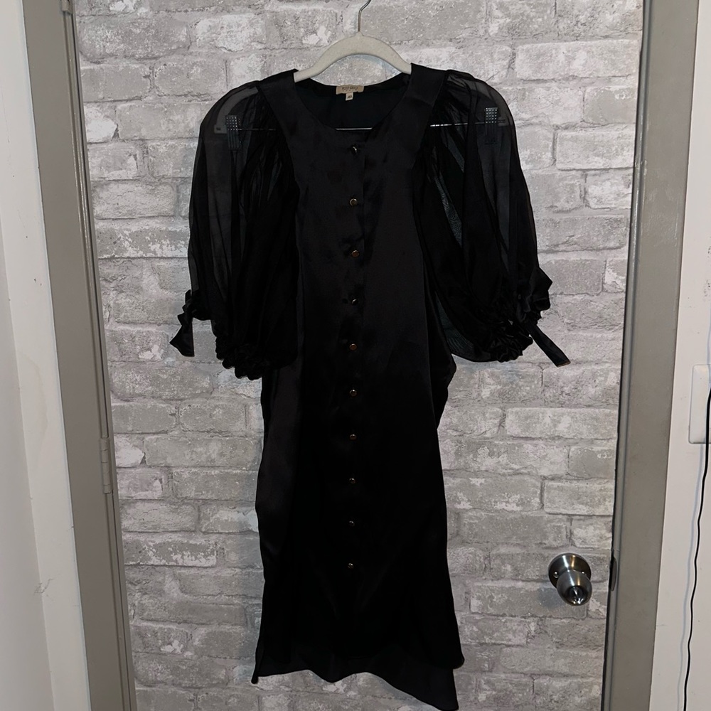 Women's Kenzo 100% Silk button down puff sleeve dress sz 40